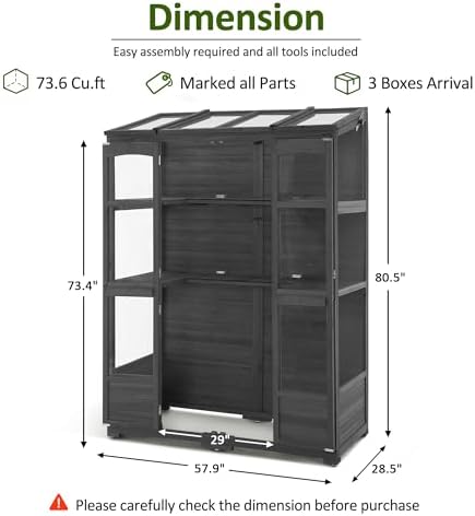 mcombo wooden walk-in greenhouse open roof & lockable, close-up detail