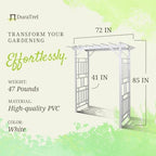 dura-trel wellington arbor, vinyl garden archway for outdoors, side view