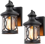 2-Pack Outdoor Wall Lights, Porch Lights, Waterproof Outdoor Wall Sconce, Exterior Light Fixture Matte Black with Clear Glass Shade for Garage Patio Front Door Balcony, 12in.