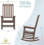 Outdoor Rocking Chairs Set of 2, Oversized Porch Rocker (Brown) | Weather Resistant Rocking Chairs with High Back, Heavy-Duty Large Patio Rocker with 350lbs Weight Capacity for Adult