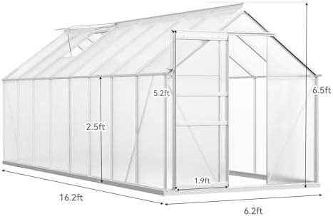 yitahome 16x6ft polycarbonate greenhouse for outdoors, large heavy on a desk or shelf
