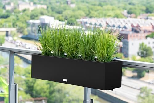 veradek block series railing planter - outdoor window, side view