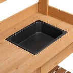 yaheetech potting bench with sink & drawer, outdoor, front angle view