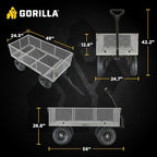 gorilla carts steel utility garden cart, 1000 lb., side view