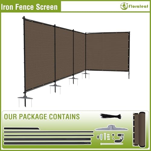 outdoor 6' x 24' privacy fence with iron, front angle view
