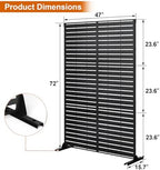 72" h×47" w metal privacy screen, outdoor indoor shown in use