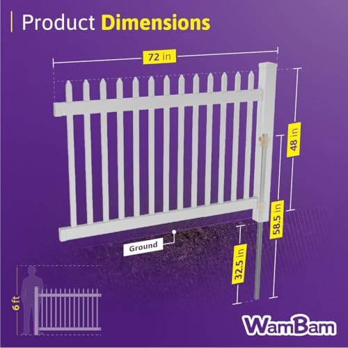 wambam nantucket picket fence, white vinyl no dig, package contents