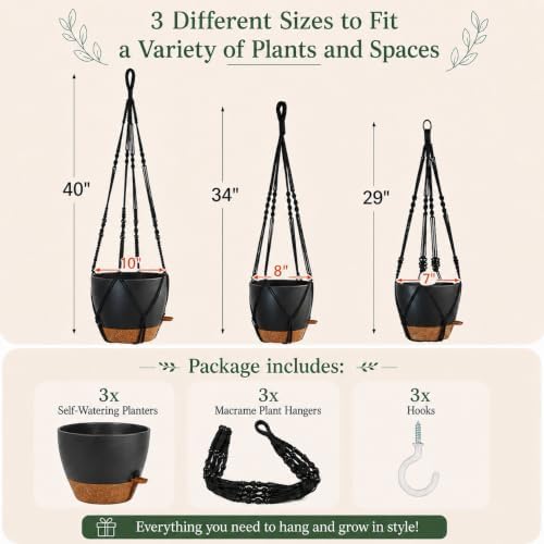 large hanging planters for indoor plants with macrame shown in use