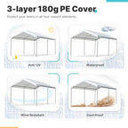advance outdoor adjustable 10x15 ft heavy duty carport, side view