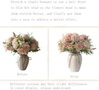 peonies artificial flowers in vase, fake hydrangea silk on a desk or shelf