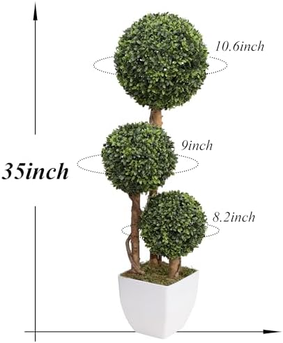 damomo artificial boxwood ball topiaries trees, outdoor 3ft, close-up detail