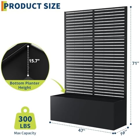 garveelife metal planter box with trellis 71"x47"x16", with shown in use
