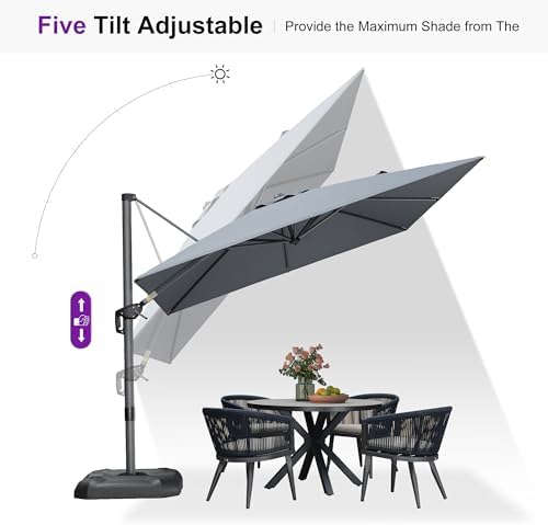 purple leaf umbrella with base & cover 9' on a desk or shelf
