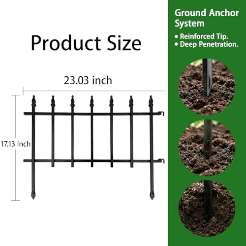 garden border fence, 23" w x 17" h shown in use