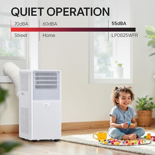 lg 8000 btu (doe) / (11000 ashrae) portable showing dimensions