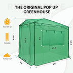 eagle peak 8'x6' portable greenhouse with two shelves showing dimensions