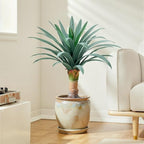 gray leaves artificial agave plant with 36 leaves, close-up detail