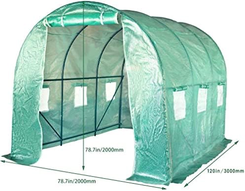 fdw portable greenhouse (l9.83'xw6.42'xh6.33') indoor outdoor large plant, close-up detail