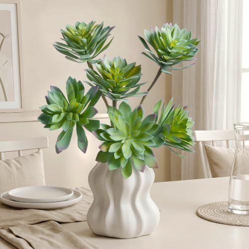 large artificial succulent plants, 20.8-inch gray-green spiky rosettes, close-up detail