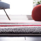 SAFAVIEH Hollywood Collection Runner Rug - 2'3" x 8', Grey & Red, Mid-Century Modern Design, Non-Shedding & Easy Care, Ideal for High Traffic Areas in Living Room, Bedroom (HLW766Q)