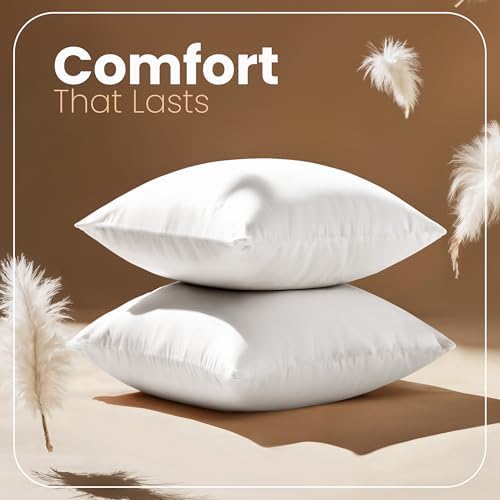 utopia bedding 26x26 pillow inserts, white throw pillows, side view