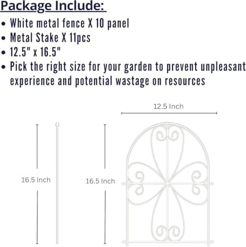 shoplala garden fence (10 panels) 12.5inx16.5in white metal shown in use