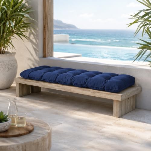 ipynbap outdoor bench cushion, 48x18x5 inch, navy blue, front angle view