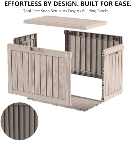 outdoor storage box, 50 gallon waterproof deck box, front angle view
