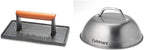 Cuisinart CGPR-221, Cast Iron Grill Press (Wood Handle) & CMD-108 Melting Dome, 9",Stainless steel
