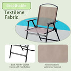 Outdoor Folding Patio Dining Sling Chairs with Mesh Fabric for Garden Lawn Comping-Set of 4 Brown