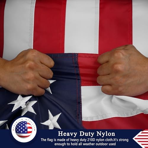 american flag 5x8 ft for outside, heavy duty showing dimensions