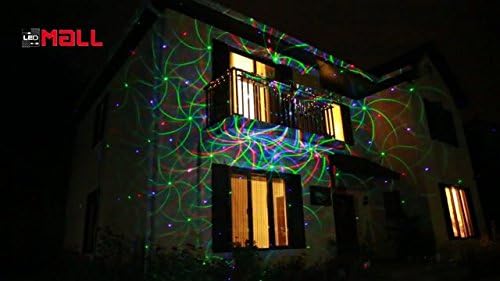Motion 8 Patterns in 1 Red, Green, and Blue Outdoor Christmas Laser Lights Projector with remote control and Security Lock