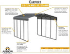 arrow carports galvanized steel carport, full-size metal carport, view 10