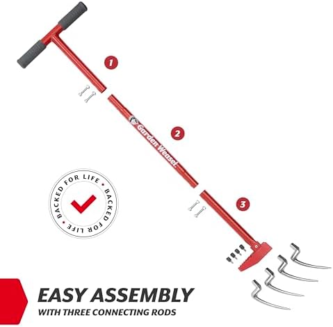 garden weasel claw pro 3-in-1 hand cultivator tiller showing dimensions