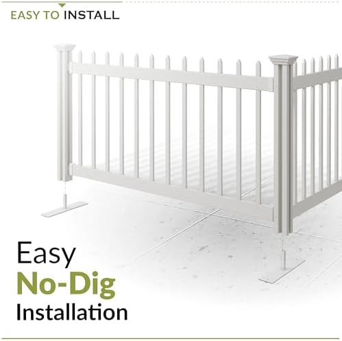 zippity kensington portable event fence, white vinyl freestanding shown in use