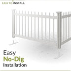 zippity kensington portable event fence, white vinyl freestanding shown in use