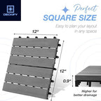 acacia interlocking deck tiles outdoor waterproof all weather showing dimensions
