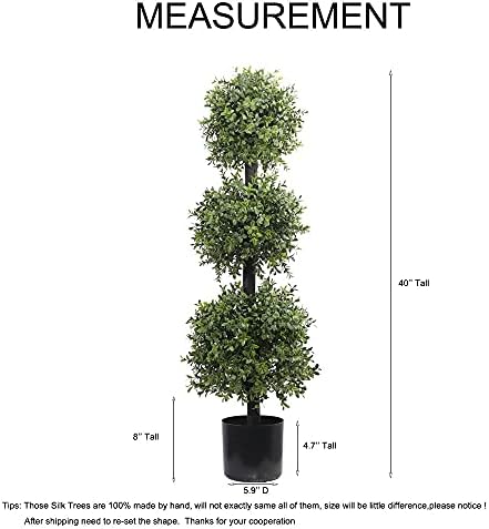 38''t artificial boxwood topiary triple ball outdoor potted shown in use