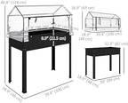 outsunny raised garden bed with flip-up cover, 39.4"x18.9"x48.8" on a desk or shelf