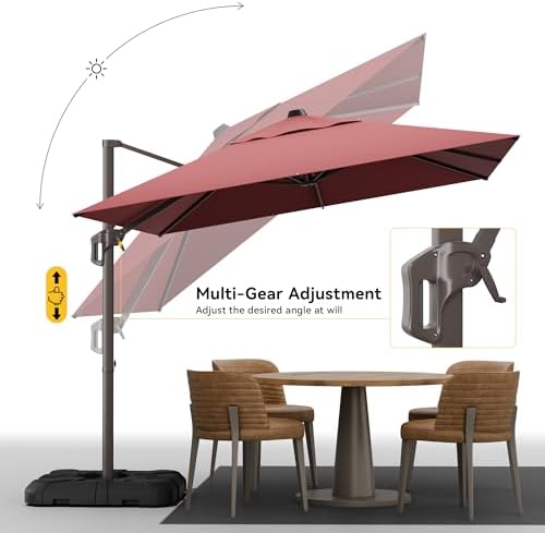 9x12 ft cantilever patio umbrella, large rectangular offset, side view