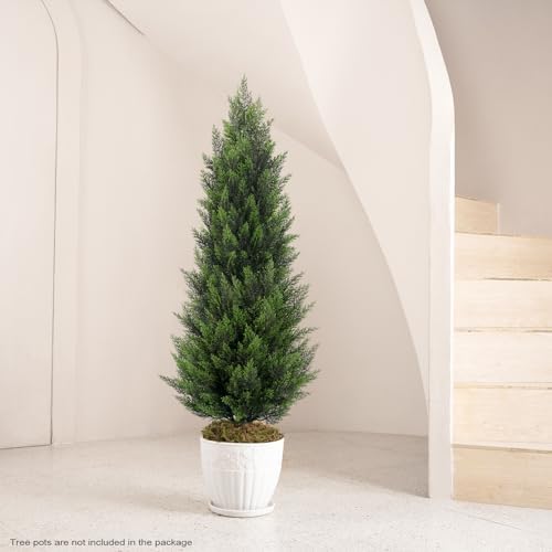vitalismo 4ft artificial cedar trees set of 2, front angle view