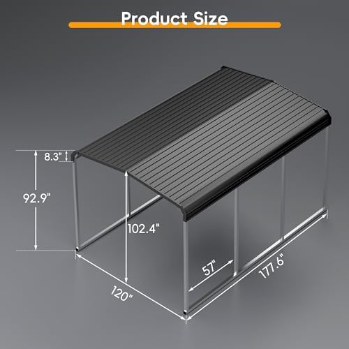 10x15 ft heavy duty metal carport kits with on a desk or shelf