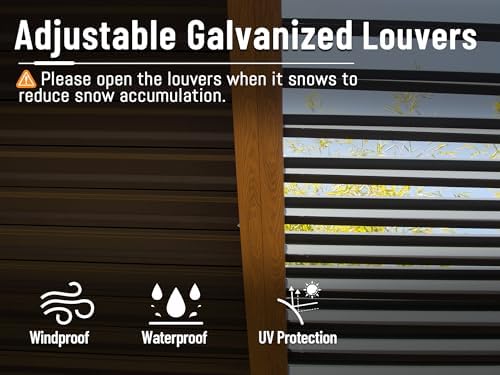 domi aluminum louvered pergola 10x16, outdoor metal pergola, side view