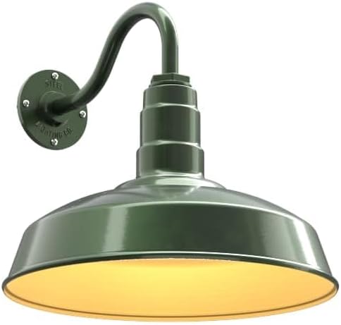 11" Gooseneck Barn Light Outdoor | Farmhouse Exterior | Hunter Green/Brass