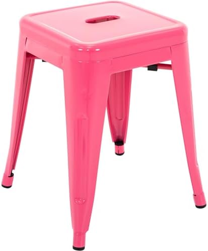 18 inch metal stools set of 2, stackable, front angle view