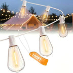 100FT Outdoor LED String Lights, White String Lights with 50 Shatterproof ST35 LED Vintage Edison Bulbs, Waterproof Hanging Patio Lights for Outside Backyard Garden