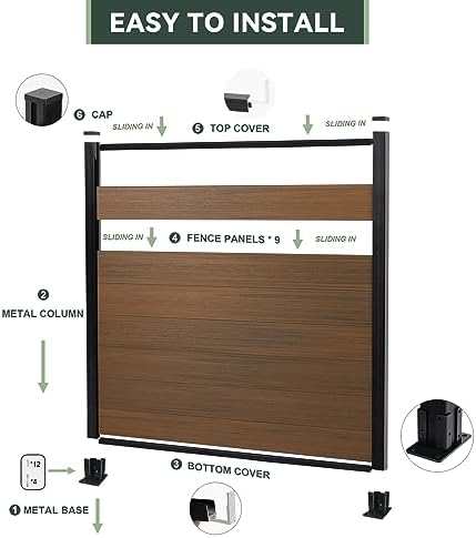 mondaria privacy fence panels for outside,6ft(w) x 6ft(h), package contents
