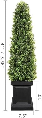 3.5ft topiary trees artificial outdoor set of 2 shown in use
