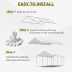 aoxun 10x20 ft carport, heavy duty car canopy, side view