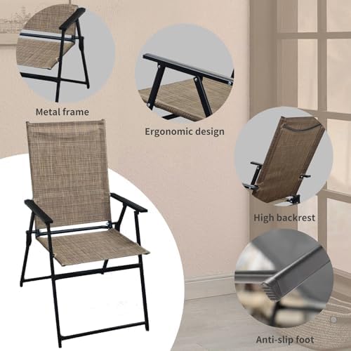 patio folding chairs set of 2, portable outdoor, close-up detail